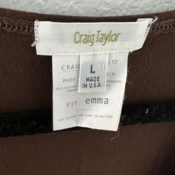 Craig Taylor Size L Emma Tank Brown Shell Stretch Rayon USA Made Sleeveless Top - Picture 4 of 7